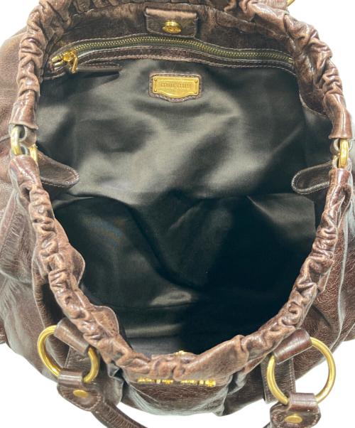 MIU MIU（ミュウミュウ）MIU MIU (ミュウミュウ) VITELLO LUX 2WAYショルダーバッグ ブラウンの古着・服飾アイテム