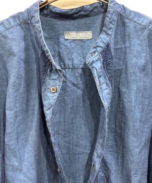 nestrobe confect（ネストローブ コンフェクト）nestrobe confect (ネストローブ コンフェクト) インディゴダイ バンドプルオーバーシャツ インディゴ サイズ:3の古着・服飾アイテム