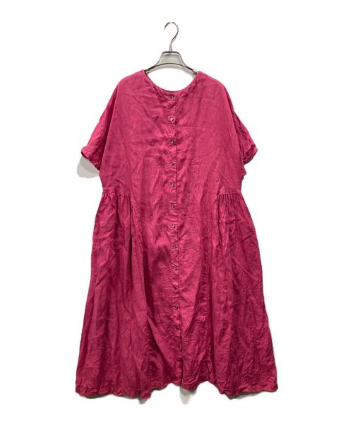 nest Robe（ネストローブ）nest Robe (ネストローブ) リネン天然染め ラウンド切り替え2wayワンピース ピンク サイズ:Fの古着・服飾アイテム