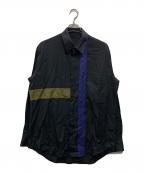 Yohji Yamamoto pour hommeヨウジヤマモト プールオム）の古着「パッチ切替シャツ」｜ネイビー