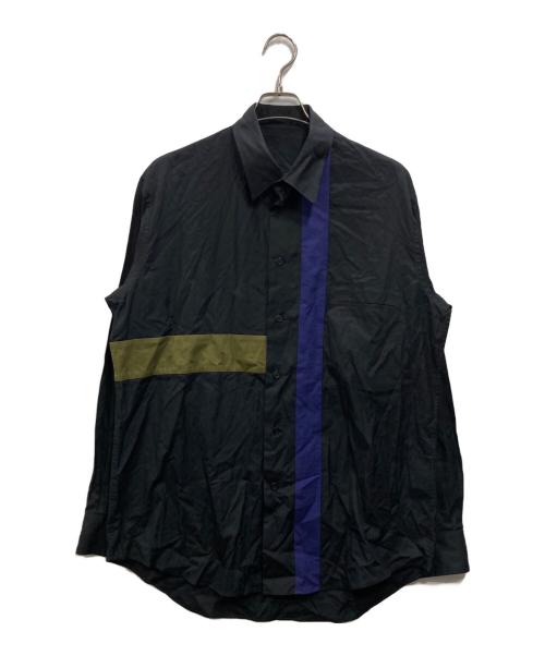 Yohji Yamamoto pour homme（ヨウジヤマモト プールオム）Yohji Yamamoto pour homme (ヨウジヤマモト プールオム) パッチ切替シャツ ネイビー サイズ:4の古着・服飾アイテム