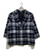 23区ニジュウサンク）の古着「アルパカシャギーチェックコート」｜ネイビー