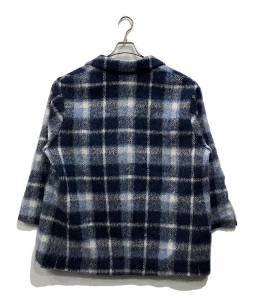 23区（ニジュウサンク）23区 (ニジュウサンク) アルパカシャギーチェックコート ネイビー サイズ:48の古着・服飾アイテム