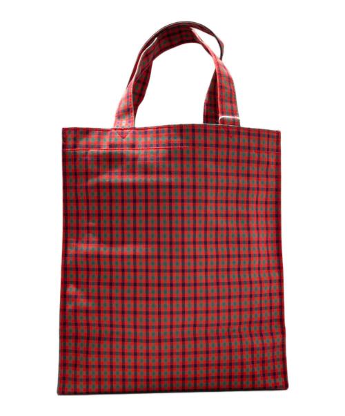 familiar（ファミリア）familiar (ファミリア) チェックトートバッグ レッド 未使用品の古着・服飾アイテム