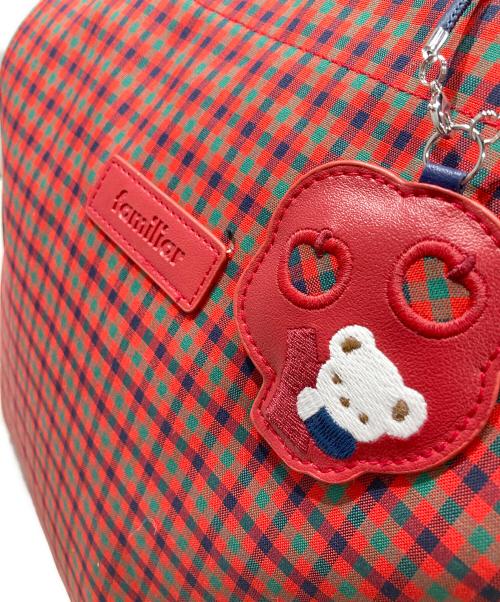 familiar（ファミリア）familiar (ファミリア) チェックトートバッグ レッド 未使用品の古着・服飾アイテム