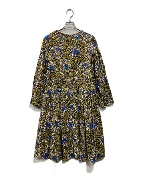 'S Max Mara（エスマックスマーラ）'S Max Mara (エスマックスマーラ) フラワー総柄ブラウスワンピース カーキ サイズ:36の古着・服飾アイテム