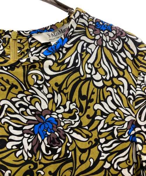 'S Max Mara（エスマックスマーラ）'S Max Mara (エスマックスマーラ) フラワー総柄ブラウスワンピース カーキ サイズ:36の古着・服飾アイテム