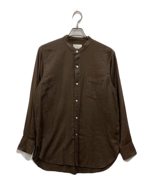 HERILL（ヘリル）HERILL (ヘリル) コットンカシミヤ スタンドカラーシャツ ブラウン サイズ:1の古着・服飾アイテム