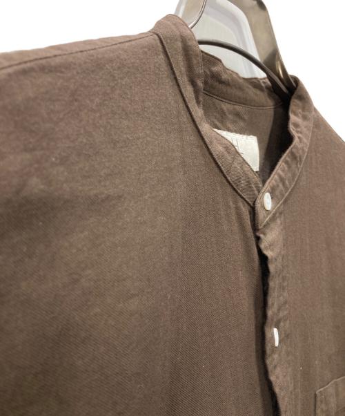 HERILL（ヘリル）HERILL (ヘリル) コットンカシミヤ スタンドカラーシャツ ブラウン サイズ:1の古着・服飾アイテム