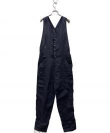 universal tissu（ユニバーサルティシュ）の古着「リネンオーバーオール」｜ネイビー