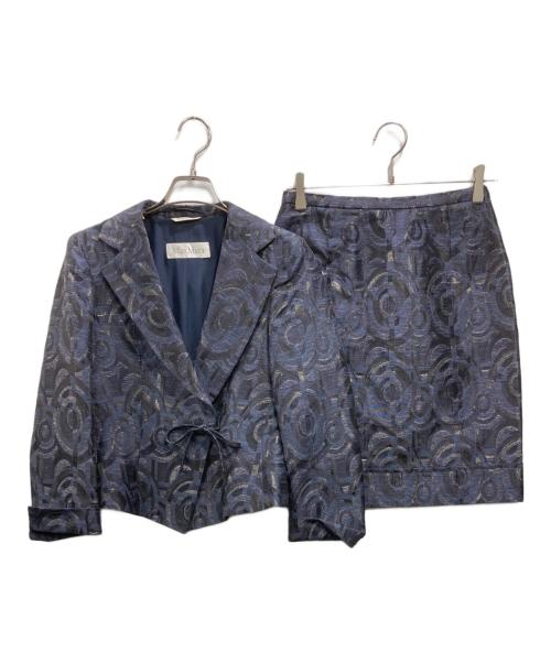 MaxMara（マックスマーラ）MaxMara (マックスマーラ) 幾何学柄セットアップ ネイビー サイズ:ジャケット：38　スカート：36の古着・服飾アイテム