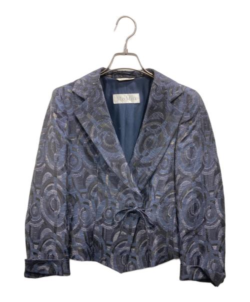 MaxMara（マックスマーラ）MaxMara (マックスマーラ) 幾何学柄セットアップ ネイビー サイズ:ジャケット：38　スカート：36の古着・服飾アイテム