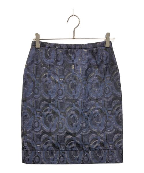 MaxMara（マックスマーラ）MaxMara (マックスマーラ) 幾何学柄セットアップ ネイビー サイズ:ジャケット：38　スカート：36の古着・服飾アイテム