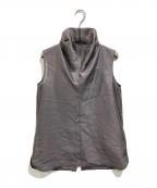 anuansアニュアンス）の古着「ドレープネックシアーブラウス」｜チャコールグレー