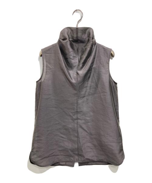 anuans（アニュアンス）anuans (アニュアンス) ドレープネックシアーブラウス チャコールグレー サイズ:Fの古着・服飾アイテム