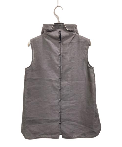 anuans（アニュアンス）anuans (アニュアンス) ドレープネックシアーブラウス チャコールグレー サイズ:Fの古着・服飾アイテム