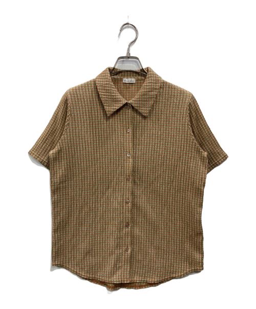 STEVEN ALAN（スティーブンアラン）STEVEN ALAN (スティーブンアラン) クレープチェック ハーフスリーブシャツ ブラウン サイズ:Freeの古着・服飾アイテム