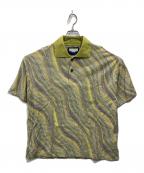 MAISON SPECIALメゾンスペシャル）の古着「Wave Back Cut Jacquard Prime-Over Short Sleeve Polo Shirt」｜グリーン