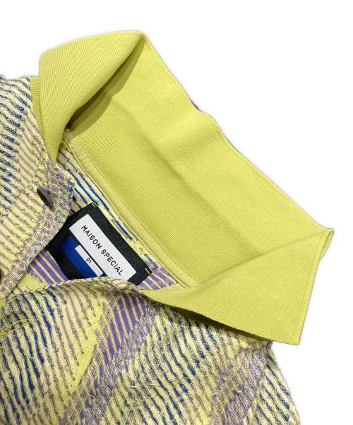 MAISON SPECIAL（メゾンスペシャル）MAISON SPECIAL (メゾンスペシャル) Wave Back Cut Jacquard Prime-Over Short Sleeve Polo Shirt グリーン サイズ:1の古着・服飾アイテム