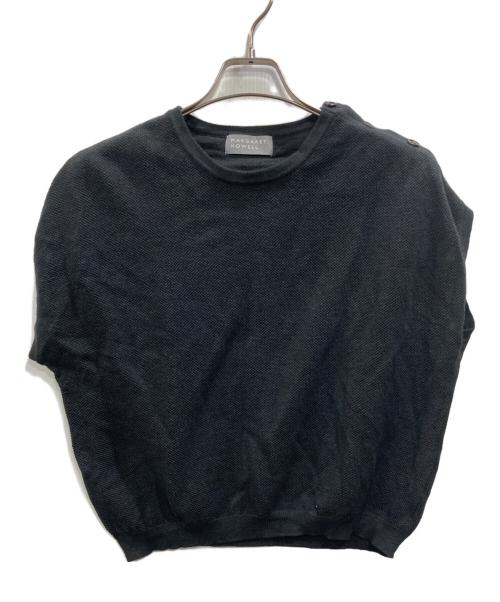 MARGARET HOWELL（マーガレットハウエル）MARGARET HOWELL (マーガレットハウエル) コットンヘンプ ニットベスト ブラック サイズ:2の古着・服飾アイテム