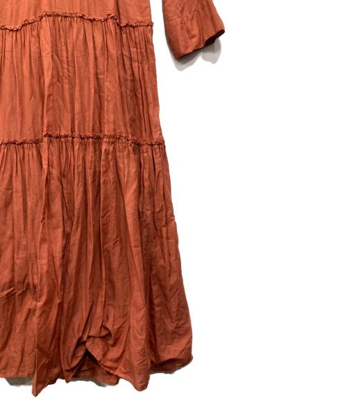 ne quittez pas（ヌキテパ）ne quittez pas (ヌキテパ) COTTON SOLID GATHER LONG DRESS ブラウン サイズ:Freeの古着・服飾アイテム