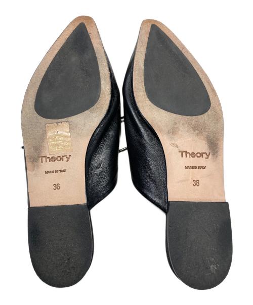 theory（セオリー）theory (セオリー) レザーミュール ブラック サイズ:36の古着・服飾アイテム