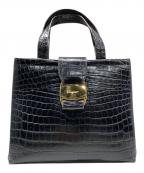 Salvatore Ferragamoサルヴァトーレ フェラガモ）の古着「クロコ型押しハンドバッグ」｜ブラック