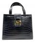 Salvatore Ferragamo（サルヴァトーレ フェラガモ）の古着「クロコ型押しハンドバッグ」｜ブラック