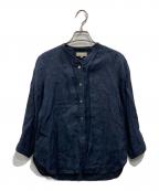 MARGARET HOWELLマーガレットハウエル）の古着「リネンバンドカラーシャツ」｜ネイビー