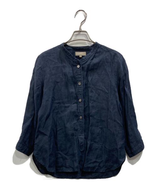 MARGARET HOWELL（マーガレットハウエル）MARGARET HOWELL (マーガレットハウエル) リネンバンドカラーシャツ ネイビー サイズ:2の古着・服飾アイテム