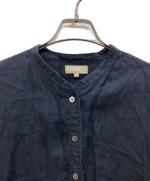 MARGARET HOWELL（マーガレットハウエル）MARGARET HOWELL (マーガレットハウエル) リネンバンドカラーシャツ ネイビー サイズ:2の古着・服飾アイテム