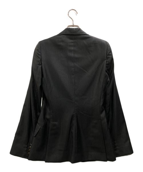 DOLCE & GABBANA（ドルチェ＆ガッバーナ）DOLCE & GABBANA (ドルチェ＆ガッバーナ) シルク混ストライプジャケット ブラック サイズ:38の古着・服飾アイテム