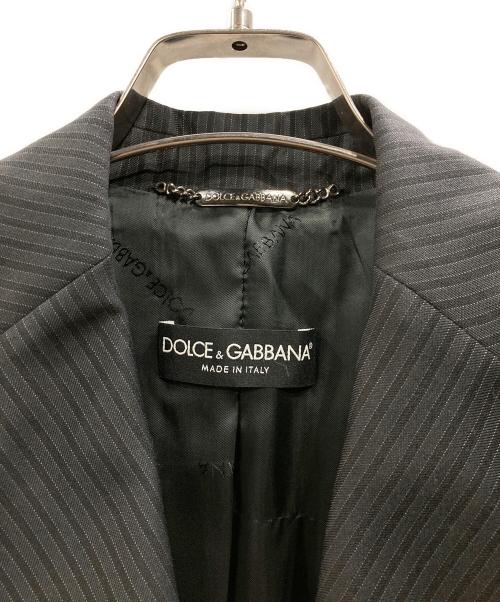 DOLCE & GABBANA（ドルチェ＆ガッバーナ）DOLCE & GABBANA (ドルチェ＆ガッバーナ) シルク混ストライプジャケット ブラック サイズ:38の古着・服飾アイテム