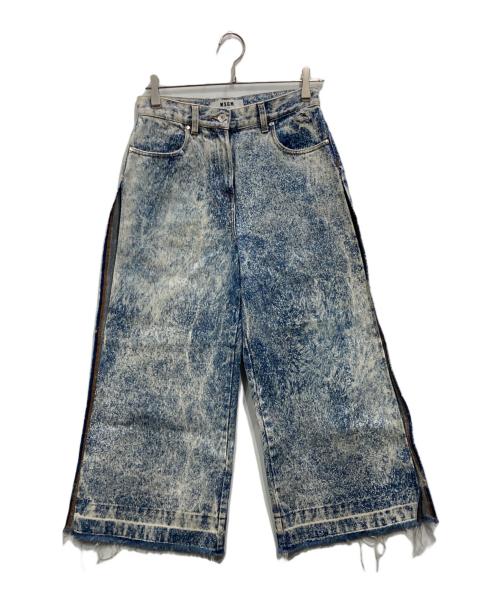MSGM（エムエスジーエム）MSGM (エムエスジーエム) ケミカルウォッシュ加工デニムパンツ インディゴ サイズ:40の古着・服飾アイテム