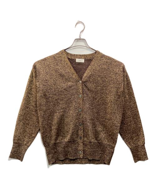 IENA（イエナ）IENA (イエナ) ラメプレーティングVネックカーディガン ゴールド サイズ:表記なしの古着・服飾アイテム