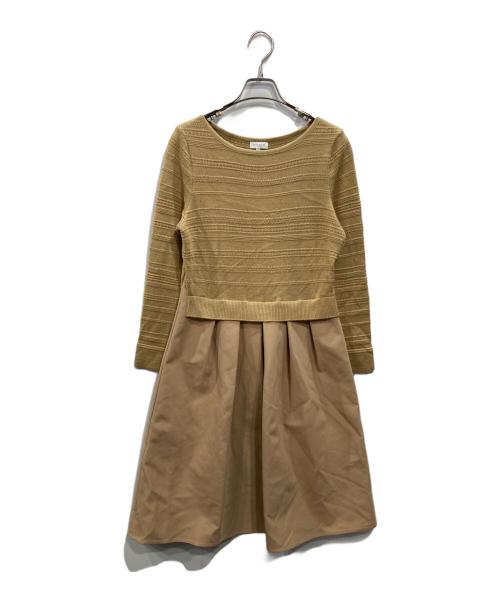 MACKINTOSH PHILOSOPHY（マッキントッシュ フィロソフィー）MACKINTOSH PHILOSOPHY (マッキントッシュ フィロソフィー) グログランコンビニットワンピース ベージュ サイズ:38の古着・服飾アイテム