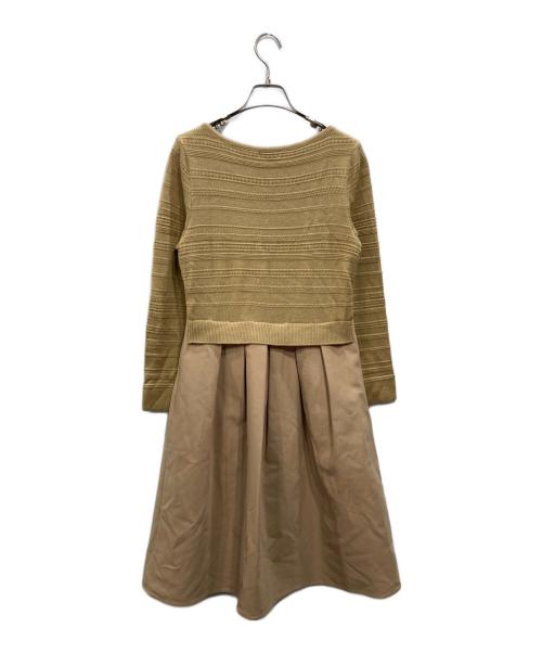 MACKINTOSH PHILOSOPHY（マッキントッシュ フィロソフィー）MACKINTOSH PHILOSOPHY (マッキントッシュ フィロソフィー) グログランコンビニットワンピース ベージュ サイズ:38の古着・服飾アイテム