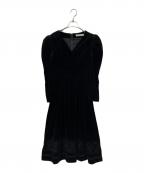 HER LIP TOハーリップトゥ）の古着「Embroidered Velour Midi Dress」｜ブラック