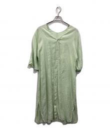 MACPHEE（マカフィー）の古着「CRISP LINEN ハーフスリーブドレス」｜グリーン