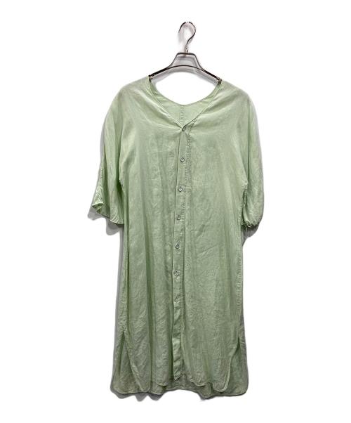 MACPHEE（マカフィー）MACPHEE (マカフィー) CRISP LINEN ハーフスリーブドレス グリーン サイズ:36の古着・服飾アイテム