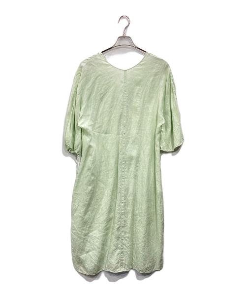 MACPHEE（マカフィー）MACPHEE (マカフィー) CRISP LINEN ハーフスリーブドレス グリーン サイズ:36の古着・服飾アイテム