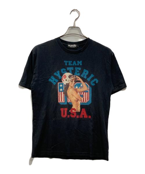 Hysteric Glamour（ヒステリックグラマー）Hysteric Glamour (ヒステリックグラマー) PLAY BOY (プレイボーイ) プリントTシャツ ブラック サイズ:Ｓの古着・服飾アイテム