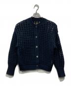 BATONERバトナ―）の古着「透かし編みカーディガン」｜ネイビー