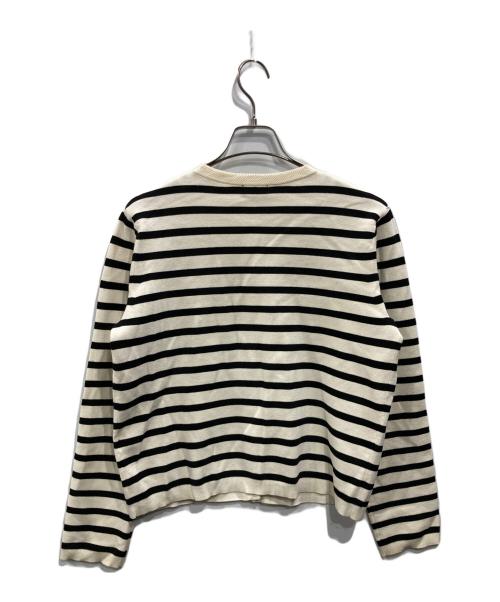 PLST（プラステ）PLST (プラステ) ボーダーニットカーディガン アイボリー×ブラック サイズ:Lの古着・服飾アイテム