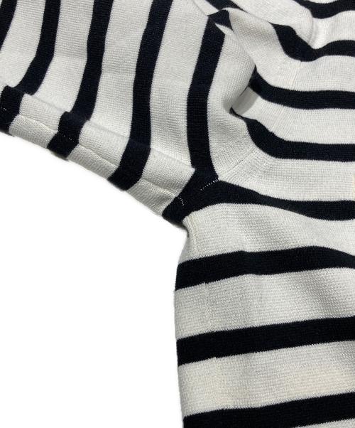 PLST（プラステ）PLST (プラステ) ボーダーニットカーディガン アイボリー×ブラック サイズ:Lの古着・服飾アイテム