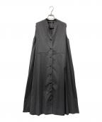 mizuiro-indミズイロインド）の古着「スタンドカラーフレアジレワンピース」｜グレー