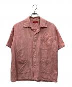 YAMANEヤマネ）の古着「リネンS/Sシャツ」｜ピンク