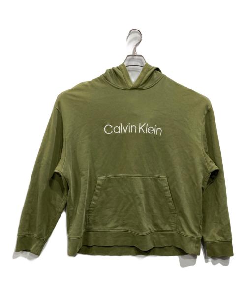Calvin Klein（カルバンクライン）Calvin Klein (カルバンクライン) スタンダードロゴ パーカー カーキ サイズ:Ｍの古着・服飾アイテム