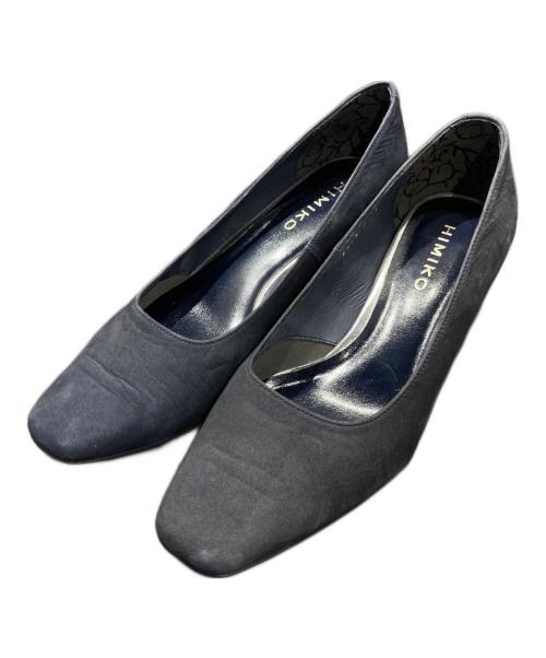 卑弥呼（ヒミコ）卑弥呼 (ヒミコ) スクエアトゥメタルプレートヒールパンプス ネイビー サイズ:23.5㎝の古着・服飾アイテム