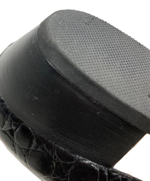 Salvatore Ferragamo（サルヴァトーレ フェラガモ）Salvatore Ferragamo (サルヴァトーレ フェラガモ) クロコ型押しヴァラリボンパンプス ブラック サイズ:6 1/2の古着・服飾アイテム